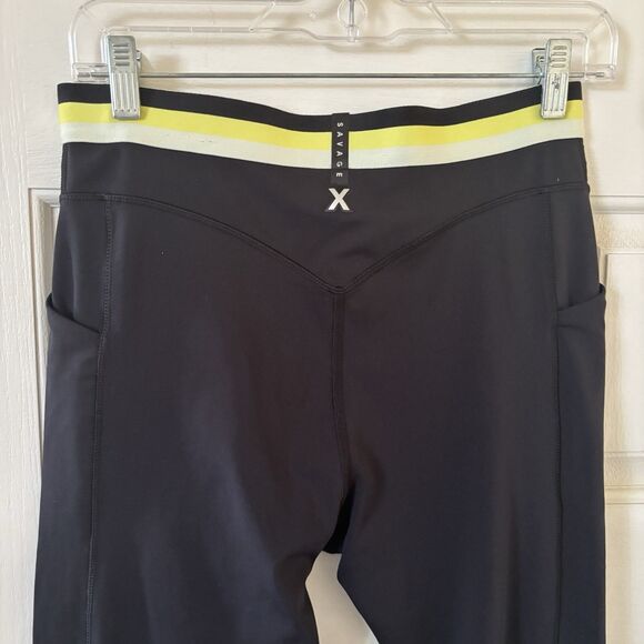 Savage Fenty Womens Legging Size XS Black Yellow High Waist Yoga Athleisure Run - Picture 7 of 9